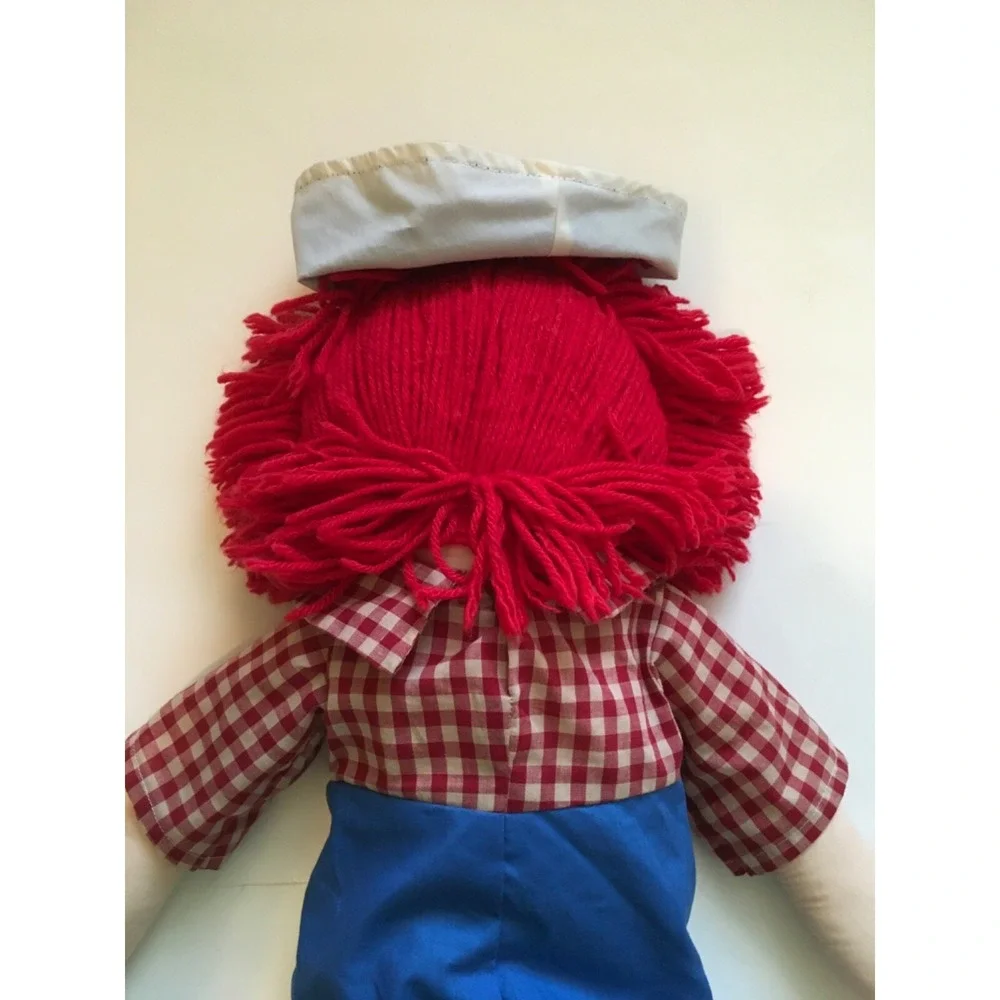Hasbro Cloth Raggedy-Style Doll with Red Yarn Hair and Blue Pants